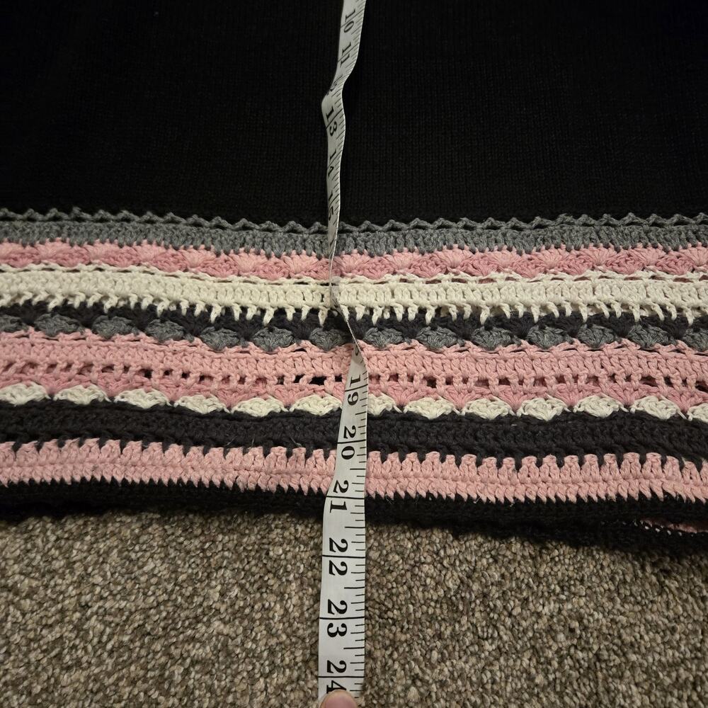 Vintage Y2K Cottagecore Crochet Cardigan Pink Striped Grandpa Sweater Boho XL - Picture 7 of 8